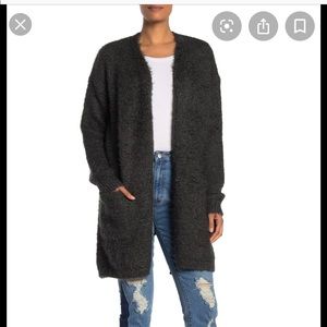 Rachel Roy Black Amara Fuzzy Cardigan